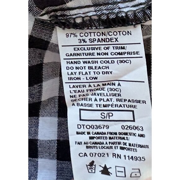 Ripe Black & White Gingham Tie-Sleeve Cotton Blouse Size S - Picture 6 of 6